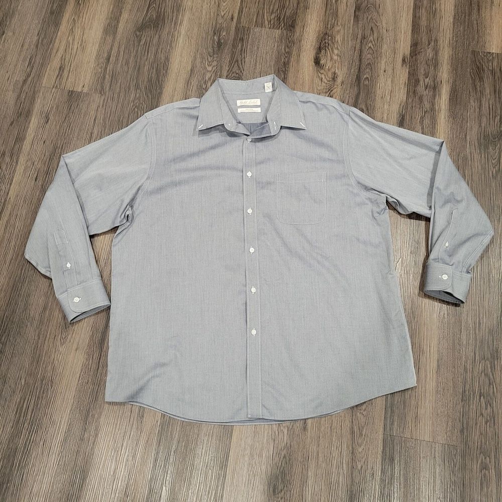 Gold Label Long sleeve Shirt Mens XL Gray‎ Non-Iron Perfect Performance